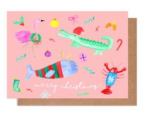 Merry Christmas Holiday Critters Card